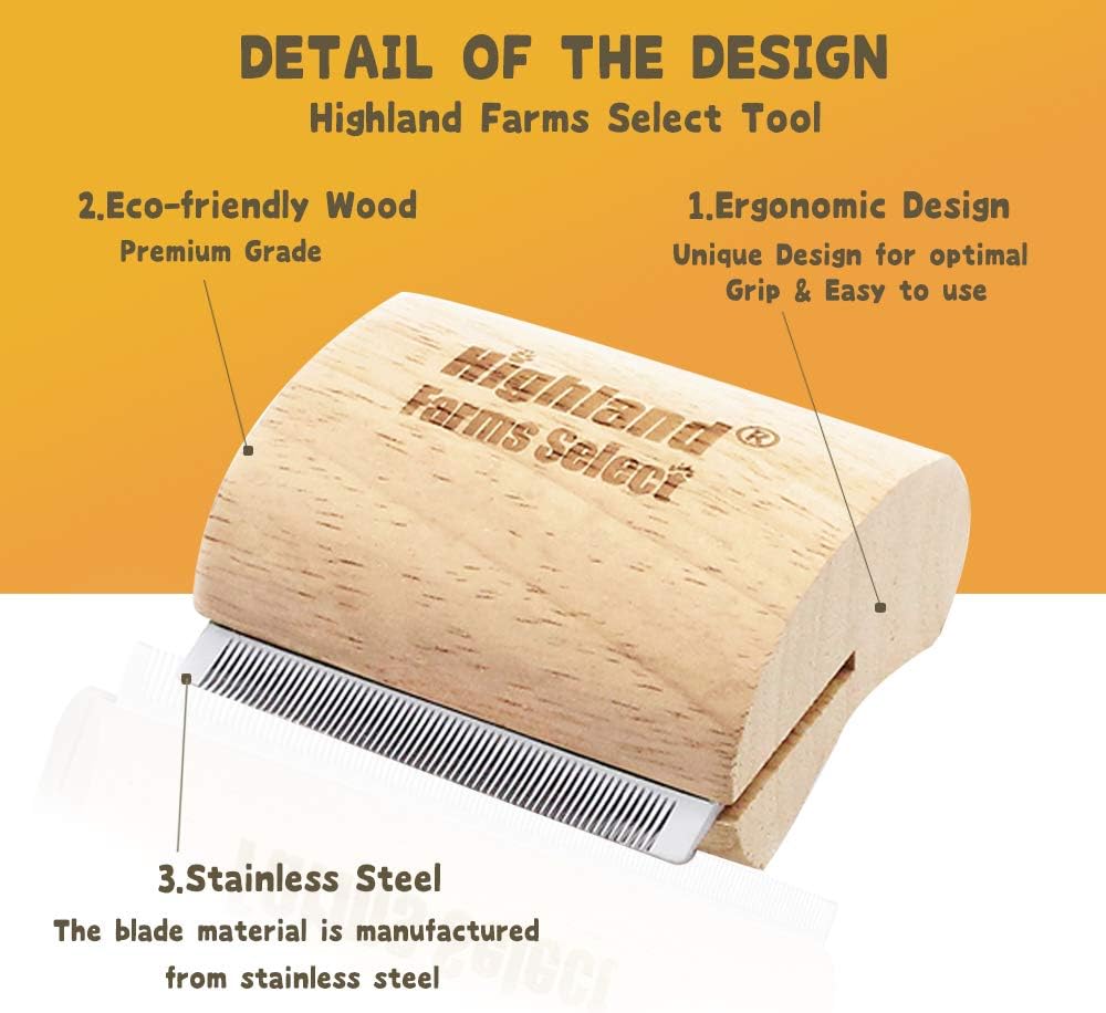 Deshedding Grooming Tool for Dogs, Cats & Horses, Ergonomic Design Wood Groom Brush, Professional Pet Groomer, Painlessly Remove for Short & Long Hair, Fur & Dirt - 5 Inches