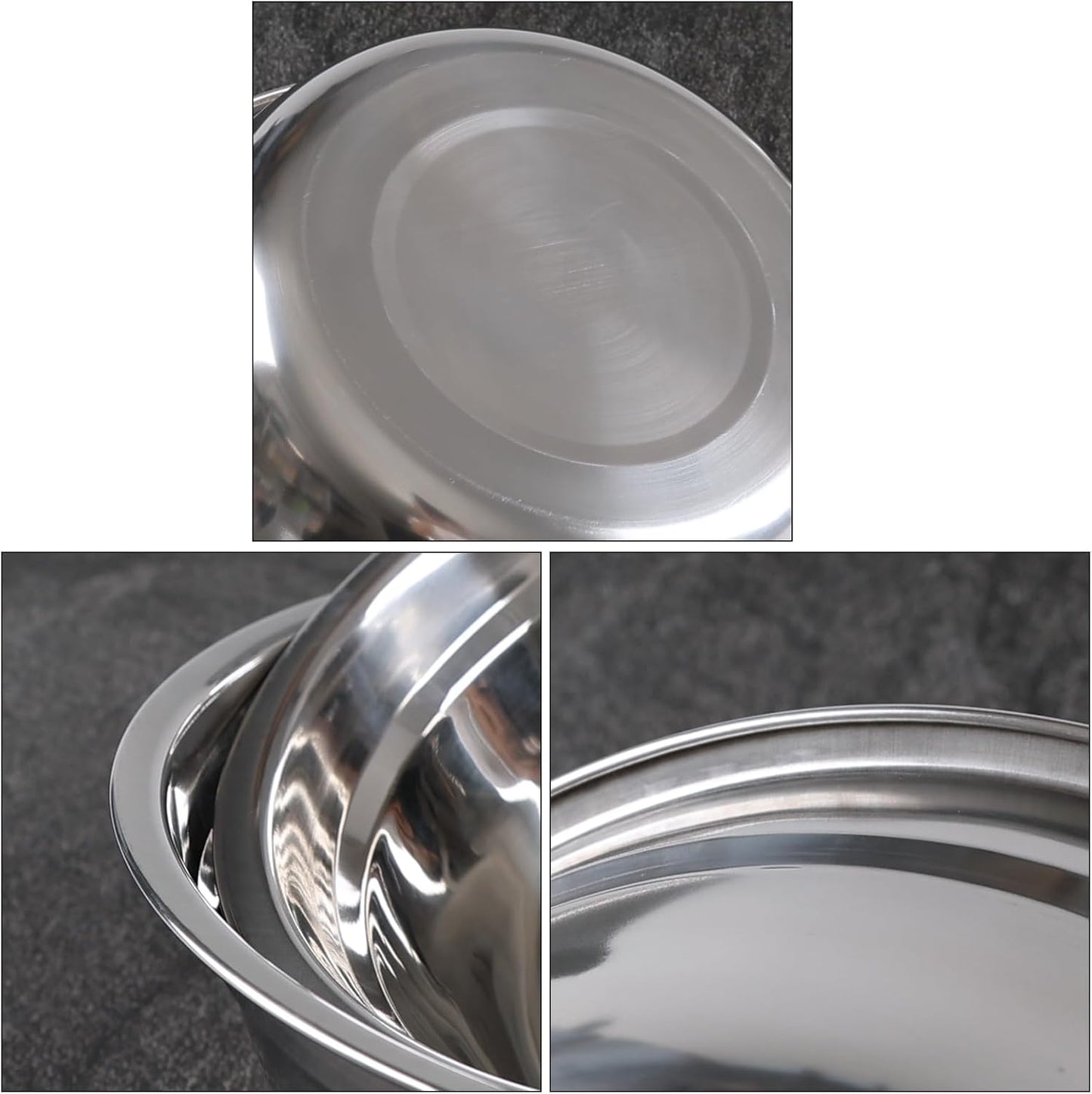 Tyminin Set of 4 Stainless Steel Serving Bowls, Metal Prep Mixing Bowls for Kitchen