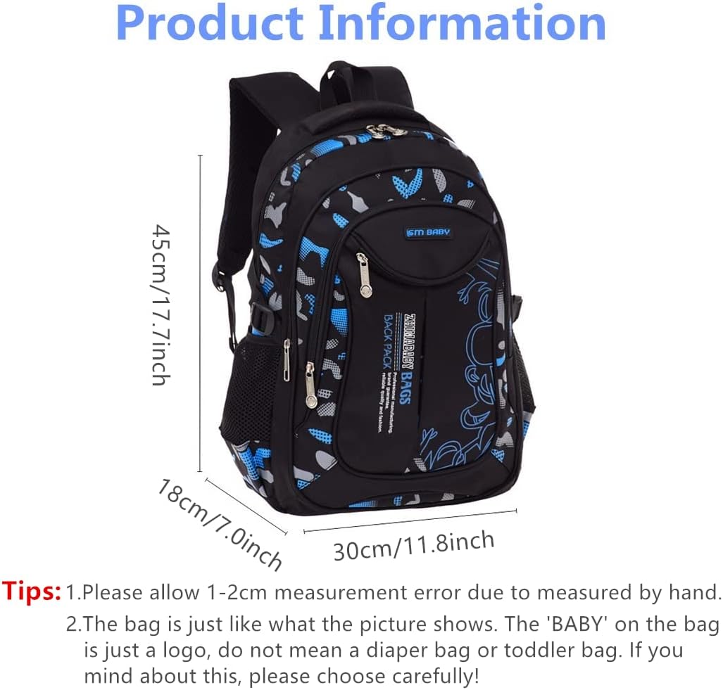 Blue-Camouflage Backpacks for Boys School Elementary, Camouflage Boys School Bags Capacity Bookbags