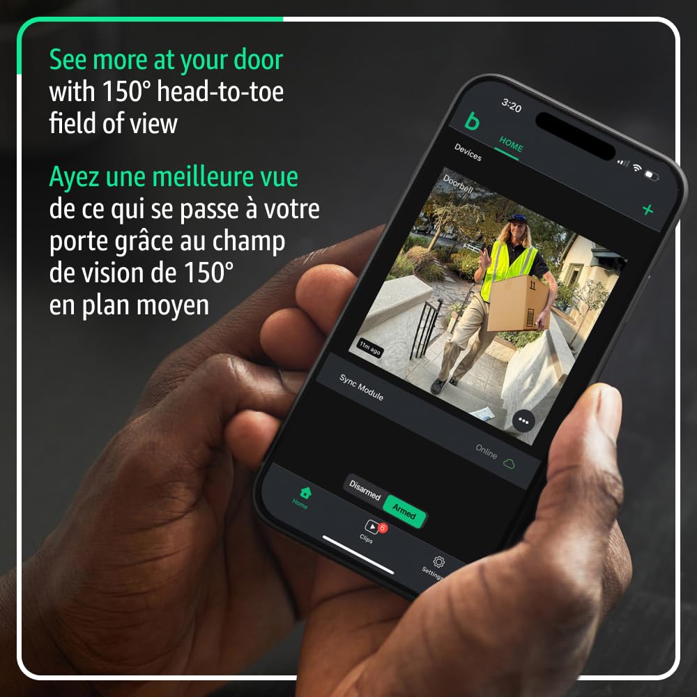All-new Blink Video Doorbell – Head-to-toe HD view, two-year battery life, and simple setup. Required Sync Module not included – Add-On (Black)