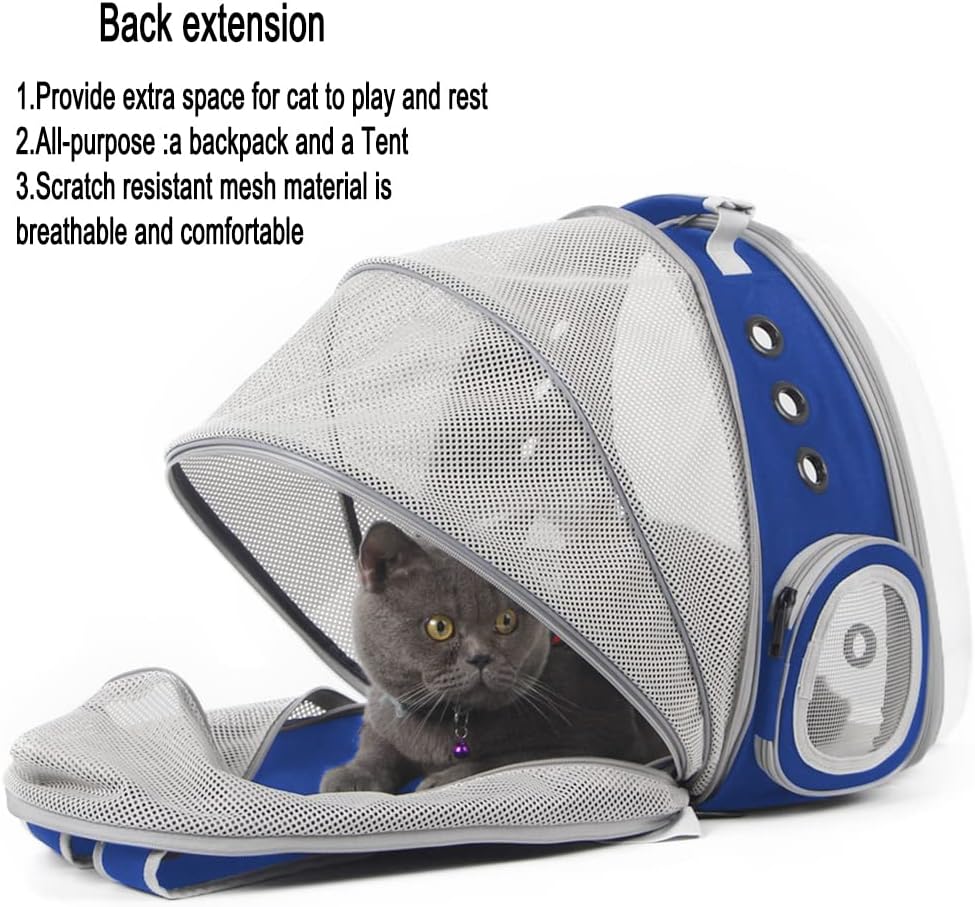 WEVONIGU Front Expandable Cat Backpack Carrier,Fit up to 16 lbs,Pet Carrier Backpack,Space Capsule Astronaut Bubble Window Bag,Cats and Puppies,Airline-Approved,Designed for Travel,Hiking,Walking