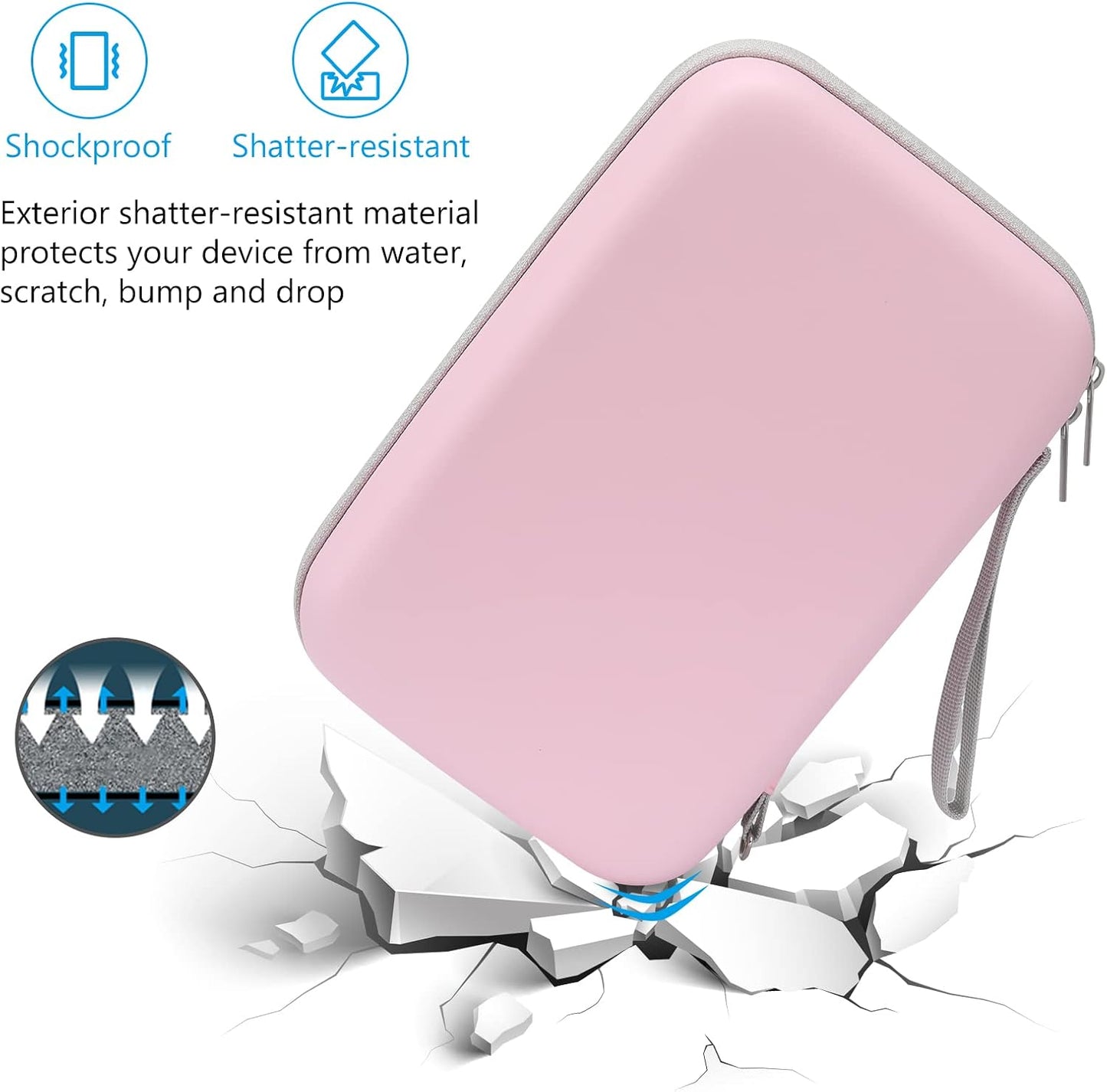 ProCase Hard Travel Electronic Organizer Case for MacBook Power Adapter Chargers Cables Power Bank Apple Magic Mouse Apple Pencil USB Flash Disk SD Card Small Portable Accessories Bag -L, Black