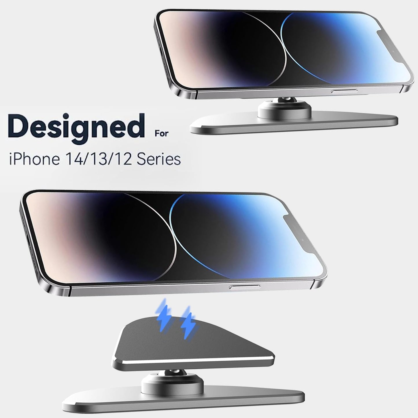 ezbnb Adjustable Stand for Echo Show 5 (3rd Gen), Aluminum Smart Display Stand with Strong Magnetic, Full Anti-Slip Base, Tilt + Swivel, Compatible with Show 5 (3rd Gen)& iPhone 14