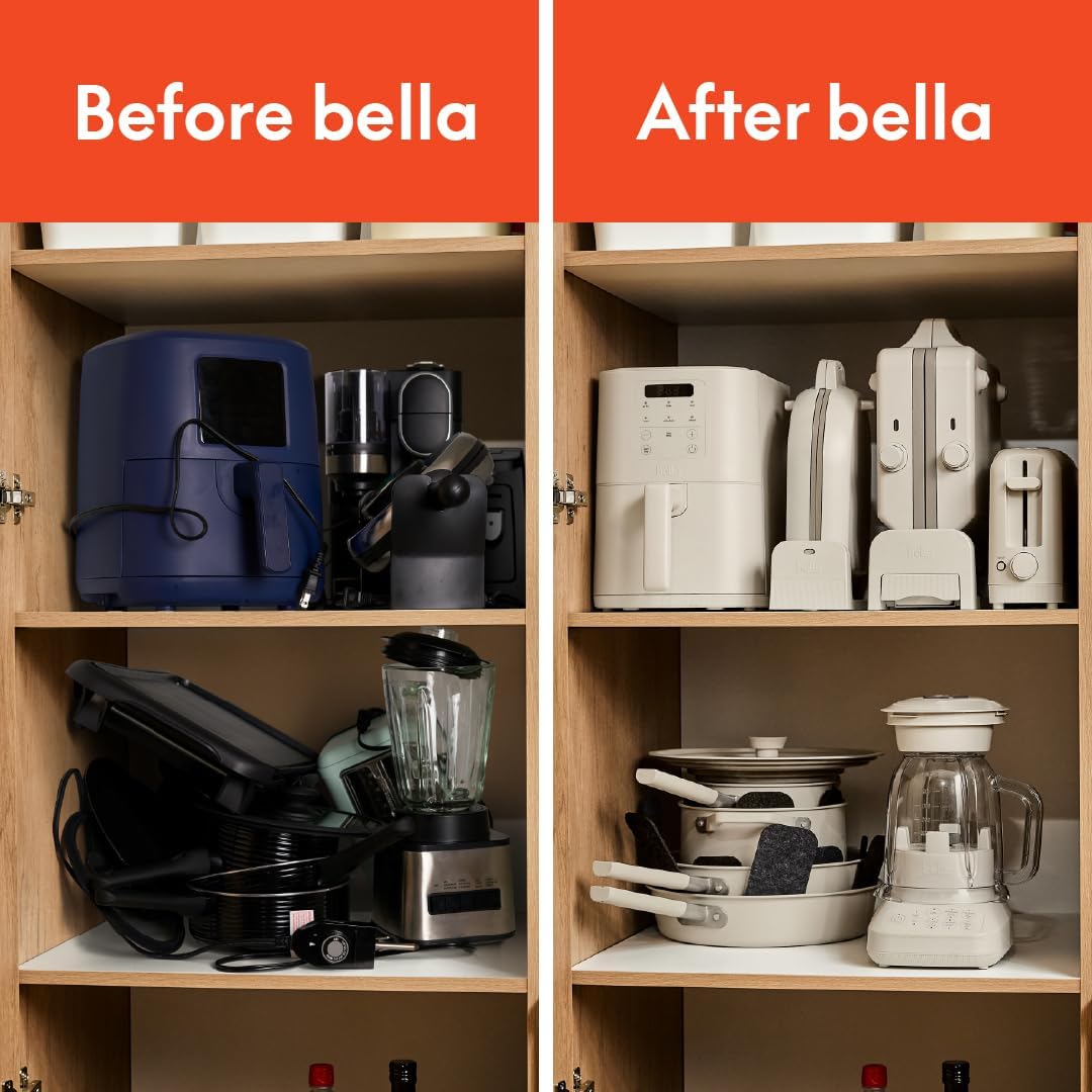 Bella 10-Speed Countertop Blender, Juicer and Smoothies, Fits Anywhere™, Slim Design with Lid and Lid for Dishwasher Stainless Steel Carafe, 450W, Surf