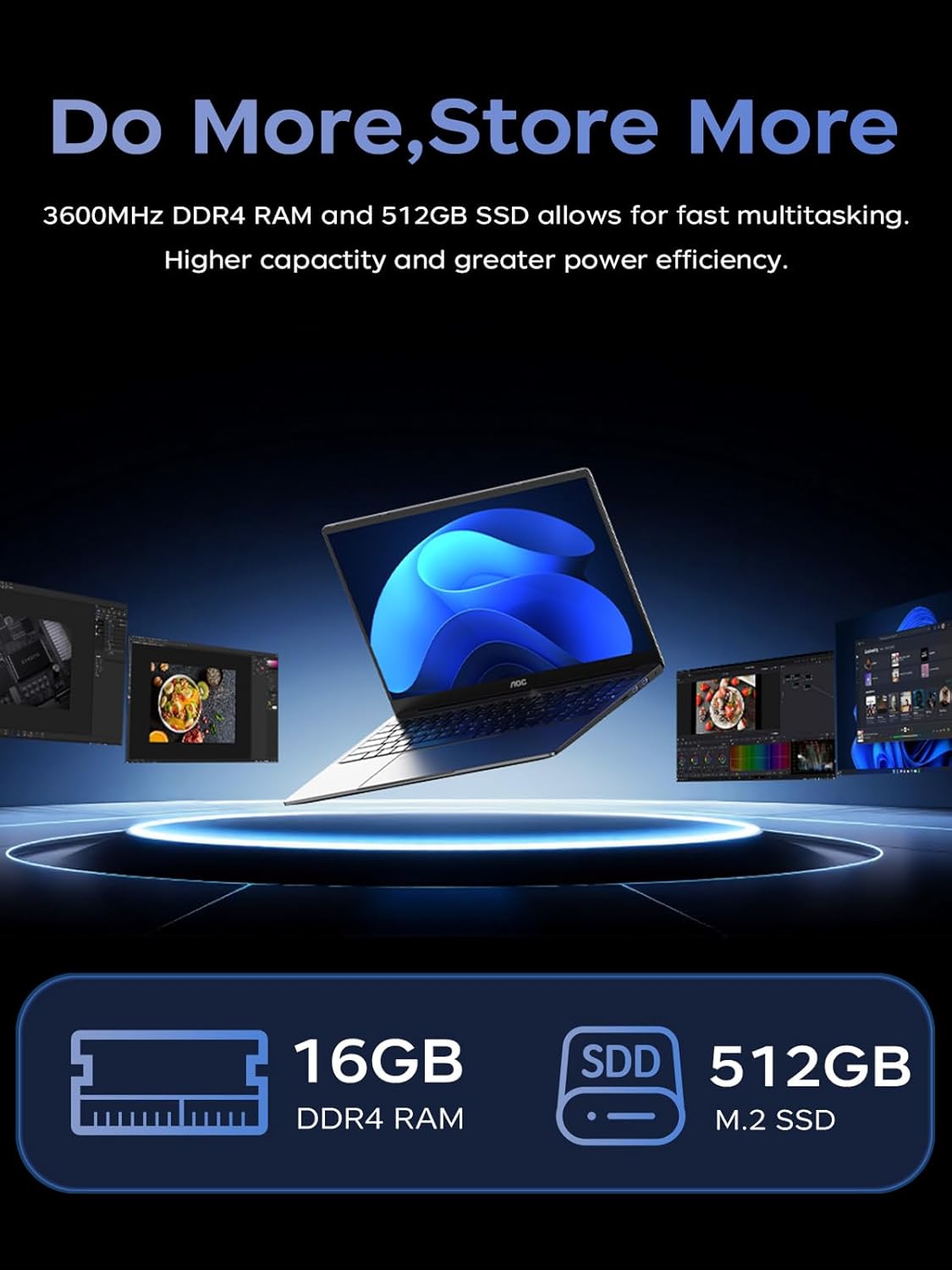 2025 AOC TX15 Laptop, 15.6-inch FHD (1920 x 1080) Display, Intel N150(4C/4T) Processor, 16GB DDR4 RAM, 512GB SSD, Windows 11 Pro, WiFi5, BT5.0, 38Wh Battery, Gray