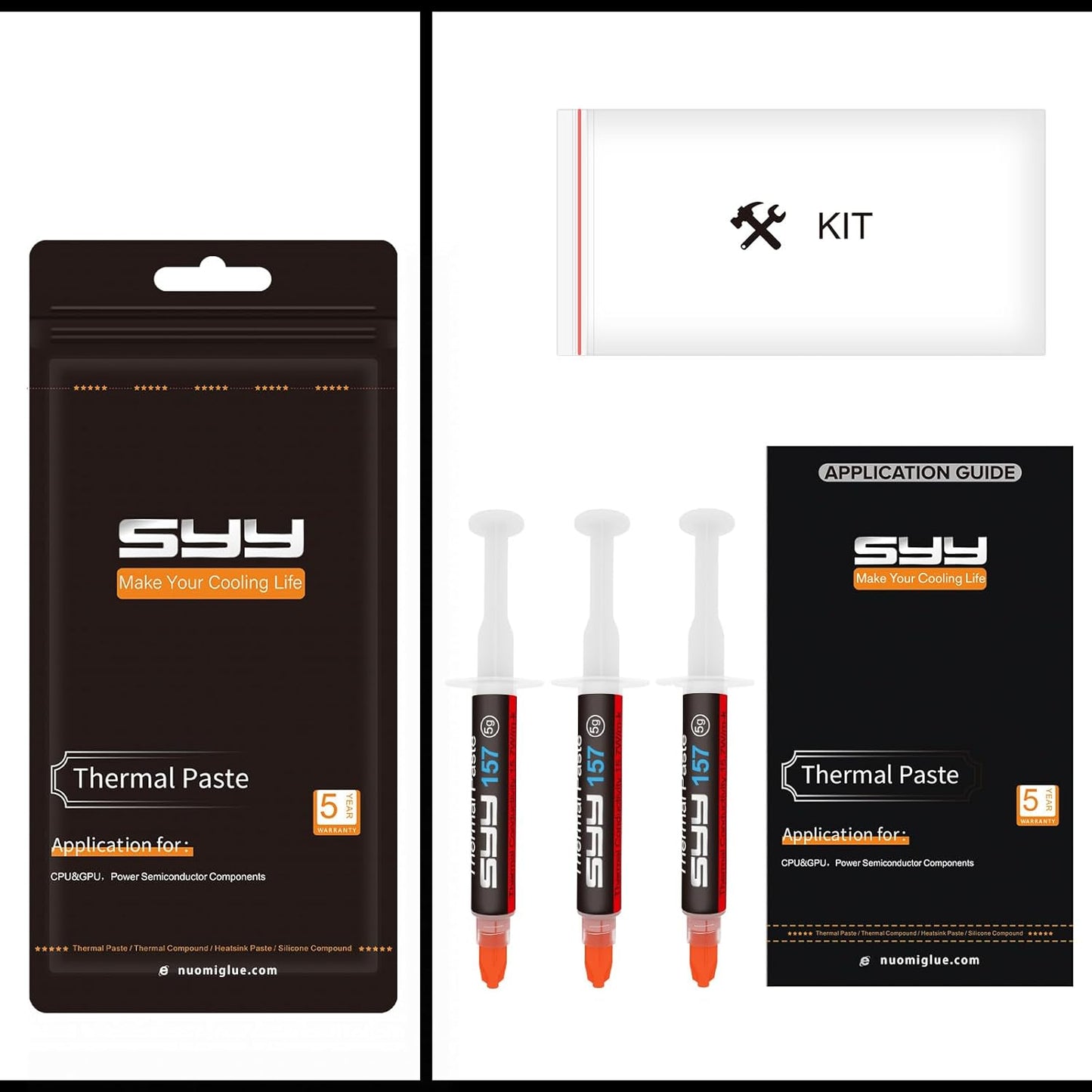 Thermal Paste, SYY 4G with Toolkit CPU Paste Thermal Compound Paste Heatsink for IC/Processor/CPU/All Coolers, Carbon Based High Performance, Thermal Interface Material