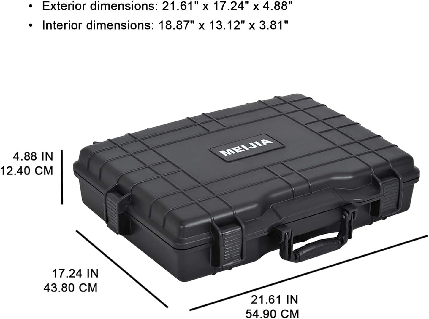 MEIJIA Portable Waterproof Protective Hard Case,Camera Case with Customizable Fit Foam Inserted, Elegant Black (9.17"x 7.56"x4.33")