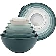 COOK WITH COLOR Prep Bowls with Lids- 8 Piece Nesting Plastic Small Mixing Bowl Set with Lids (Teal Ombre)