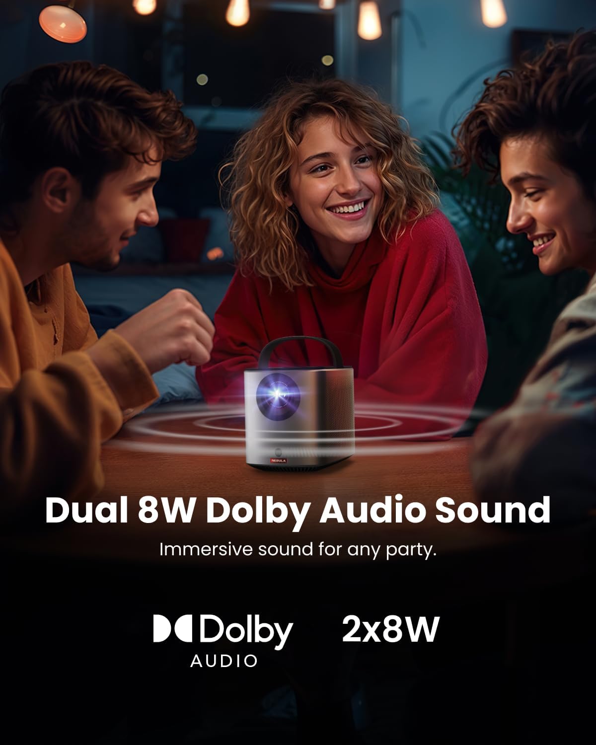 NEBULA Mars 3 Air GTV Projector - Netflix Officially Licensed, 400 ANSI-Lumen Brightness, Native 1080P, Dolby Digital Sound,150-Inch Picture, Built-in Battery for 2.5 Hours of Playtime Anywhere.