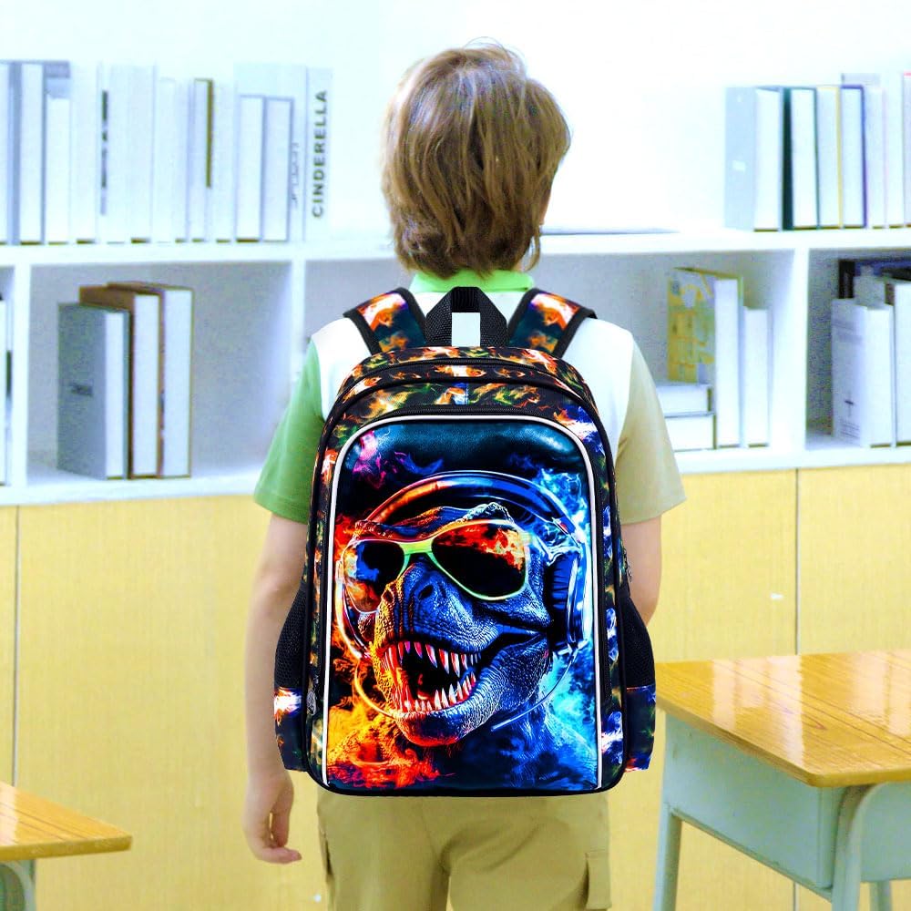 3pcs Backpack for Boys and Girls, 16” Kids Kindergarten Bookbag with Lunch Box, Cute Elementary Backpacks for Boy Girl