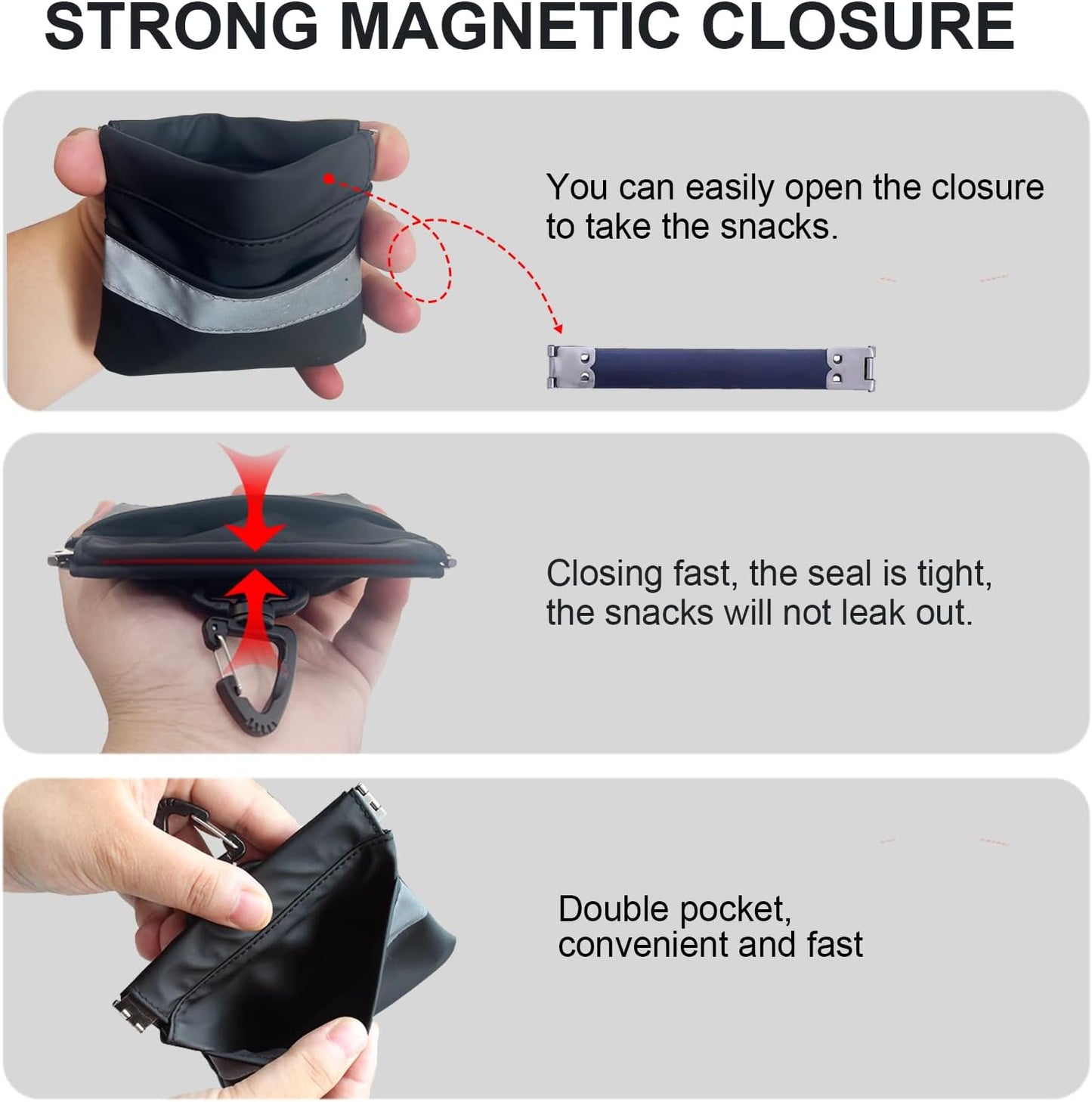 Tyuyuio Dog Training Treat Pouch Bag, Treat Bags for Dogs, Portable Pet Pocket Waist Clip Bag, Reflective Snack Bag for Pets, Includes Clip and Carabiner