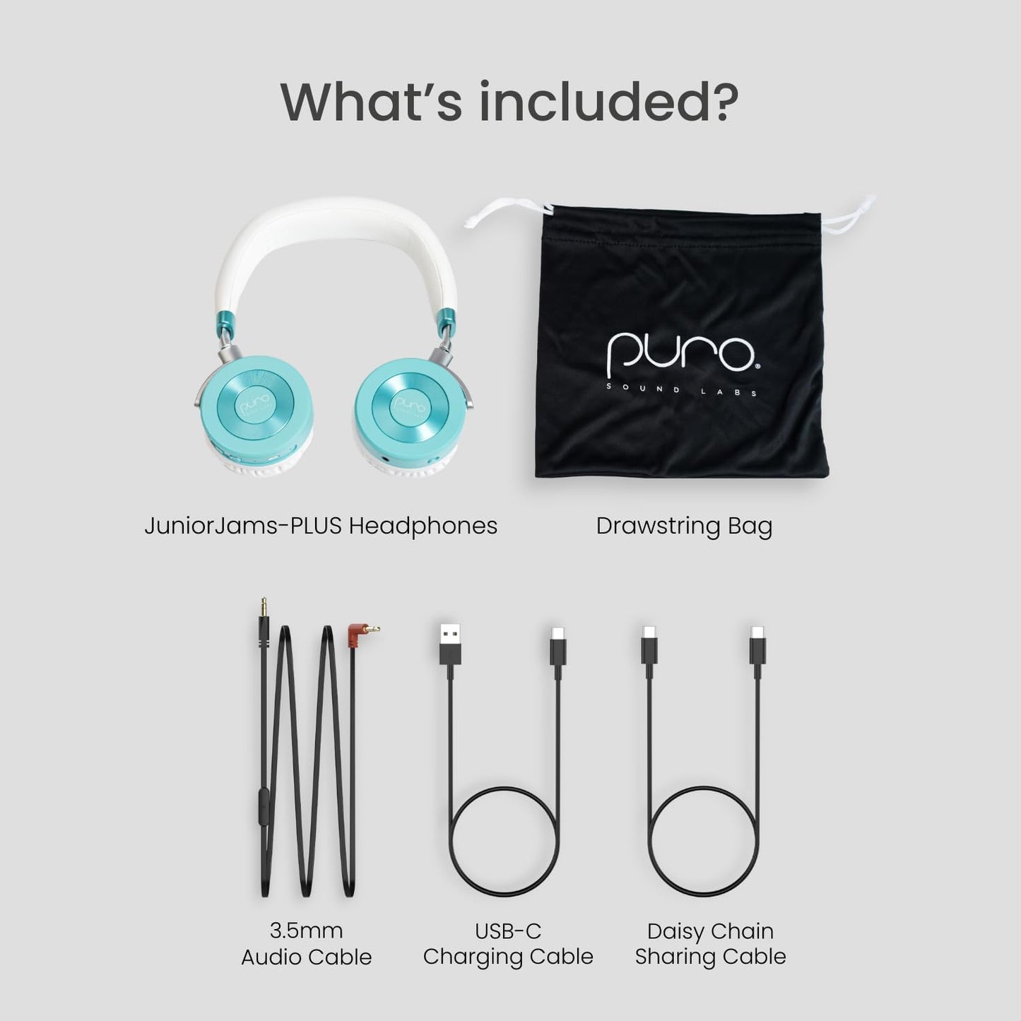 JuniorJam Plus Volume Limiting Headphones for Kids, Foldable & Adjustable Bluetooth Headphones, 22-Hour Battery Life USB-C Charging (Black)