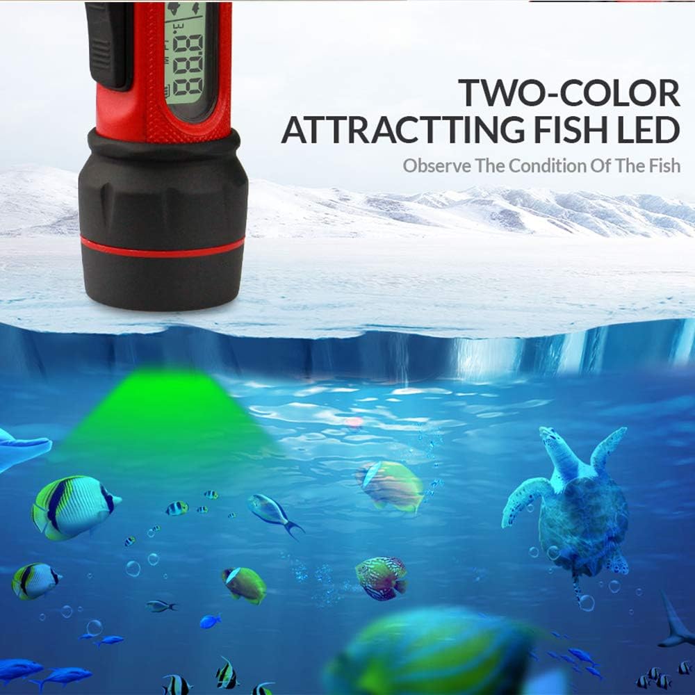 RICANK Depth Finder with Temperature Portable Ice Fish Finder Contour Readout Fish Depth Finder Handheld Fishfinder Depth Readout LCD Display Fish Detector Device Lake Sea Boat Kayak River Fishing