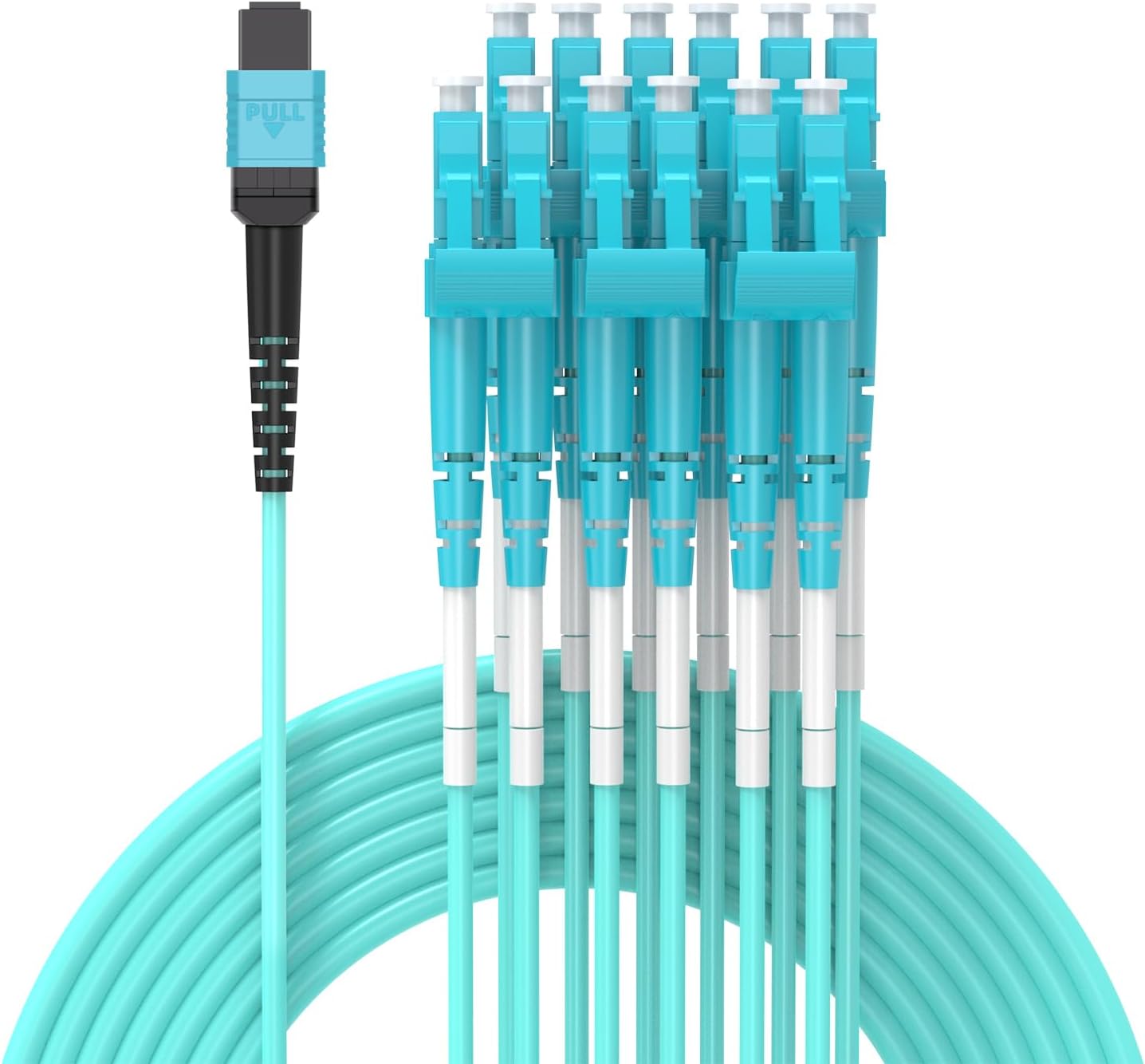Jeirdus MPO-MPO Patch Cord, OM3 Multimode Fiber, 8-core Fiber for QSFP+ Transceivers, 30-Meter(100ft) 8 Strands