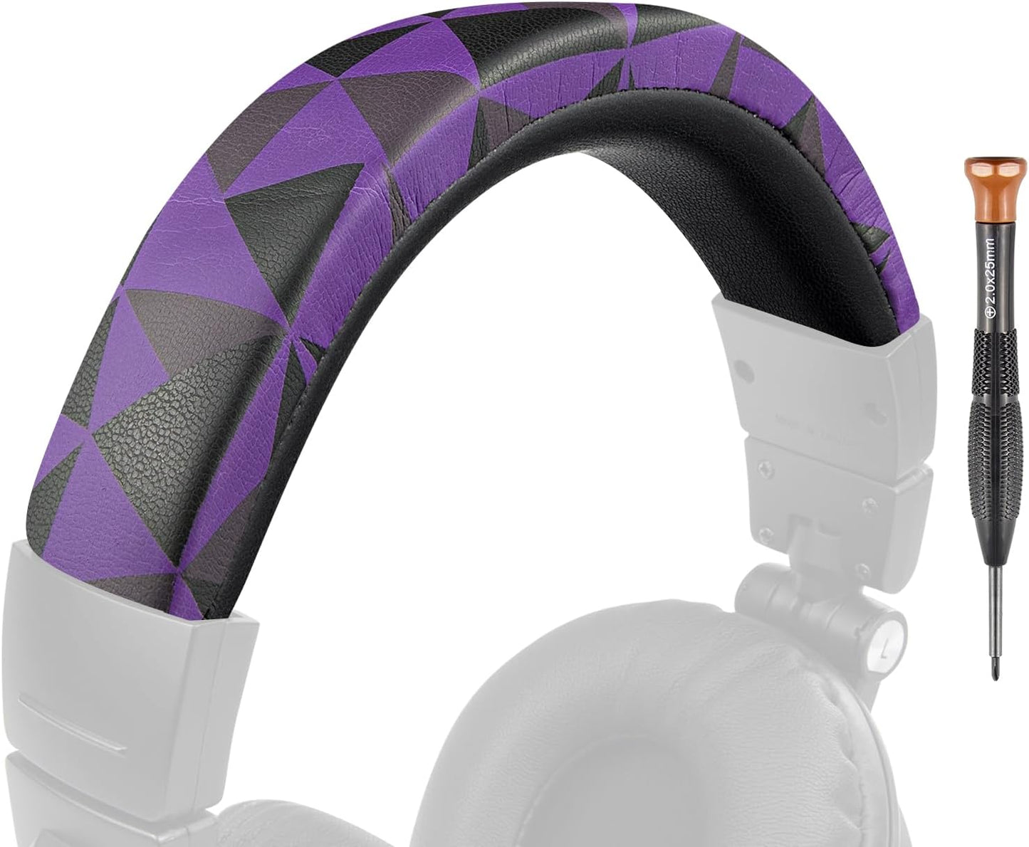 SOULWIT Protein Leather Headband Cover for Audio Technica ATH M50, M50X, M50XWH, M50XBT, M50XBT2, M50S/LE, M50xSTS Headphones, Replacement Headstrap Pad Repair Part (Black)