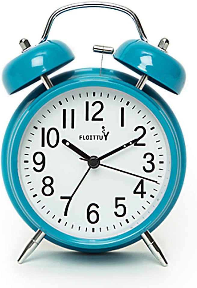 FLOITTUY (Loud Alarm for Deep Sleepers) 4'' Twin Bell Alarm Clock with Backlight for Bedroom and Home Decoration(Black)