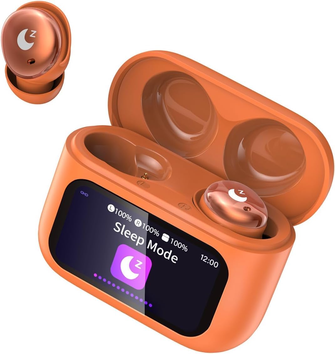 VEKJ Sleep Earbuds, Bluetooth 5.4 Mini Wireless Ear Euds with Multifunctional Touch Screen, 48H Bass Stereo Headphones with Sleep Mode/5 EQ Modes/ENC Noise Cancelling, IPX7 Earphones for iOS Android