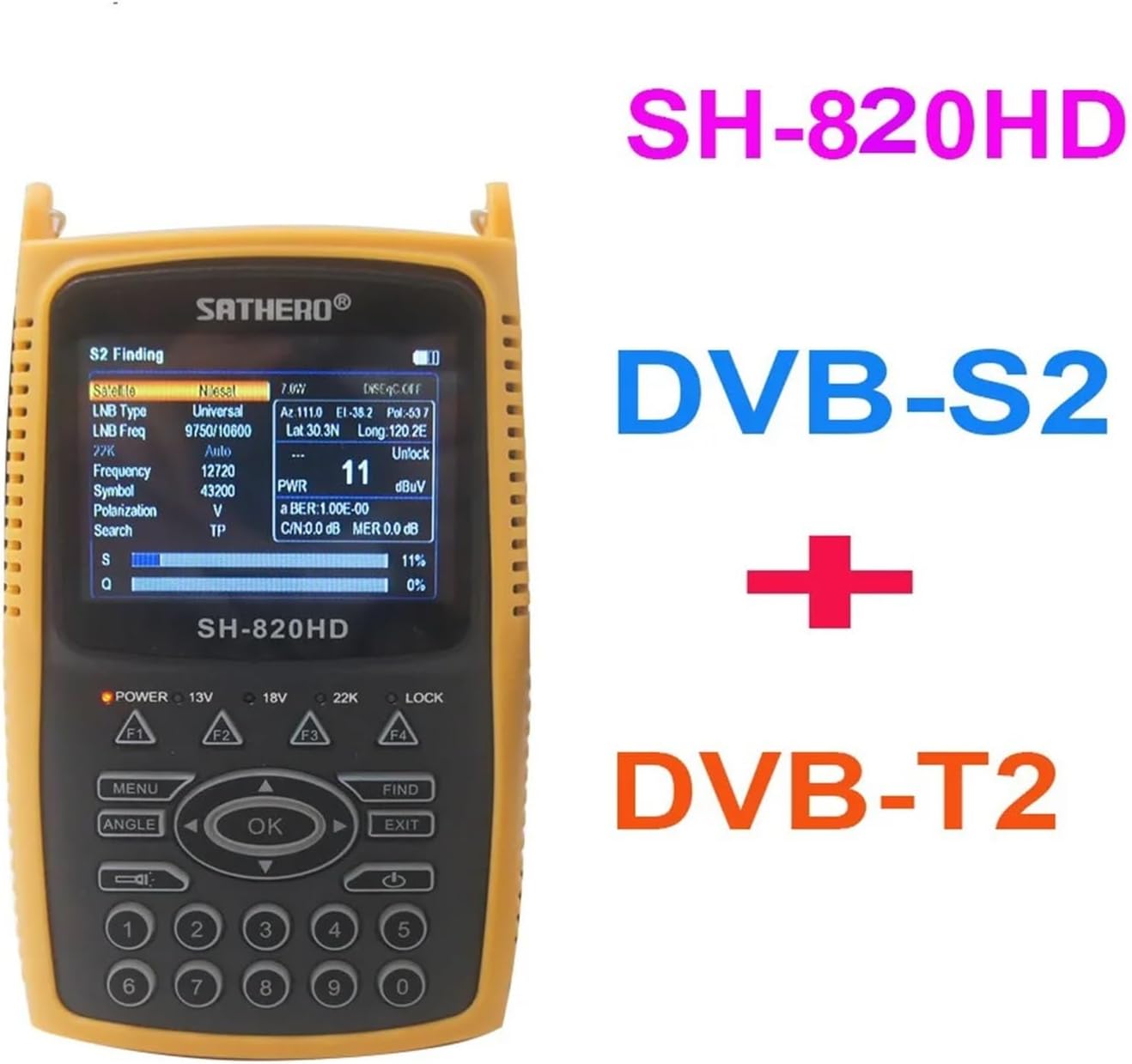 SH-820HD 3.5inch Combo Satfinder Satellite Finder Meter H.265 HEVC DVB-S/S2/T/T2/C/CCTV HD Digital Signal Finder Meter(S2)