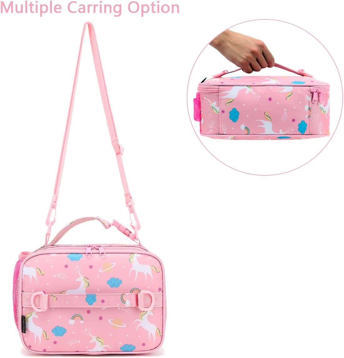 FlowFly Kids Lunch Box Insulated Soft Bag Mini Cooler Back to School Thermal Meal Tote Kit for Girls, Boys, Black