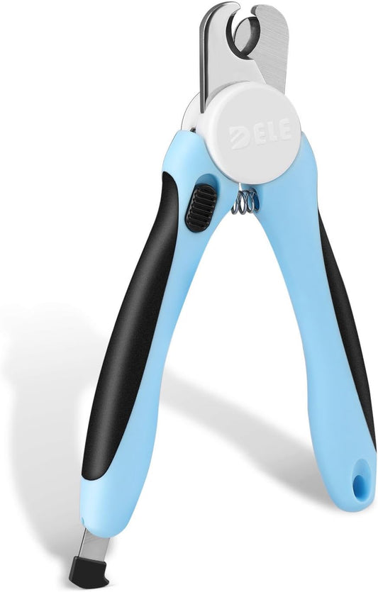 Flexzion Dog Nail Clippers Cat Nail Trimmer, Toe Claw Scissor Grooming Tool with Stainless Steel Blades, File Easy Grip Handle Safety Guard Avoid Overcutting for Small Medium Large Breed Puppy, Blue