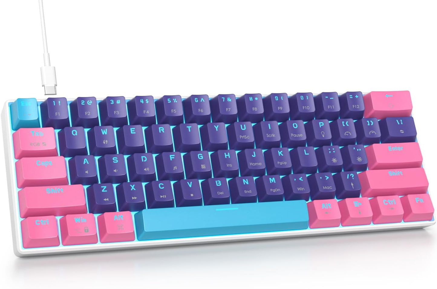 Fogruaden Full Size Mechanical Keyboard, Green Matcha Keyboard, Wired USB 104 Keys RGB Backlit Gaming Keyboard with Number Pad, Red Switches, NKRO Mechanical Keyboard for Windows Laptop PC Gamer