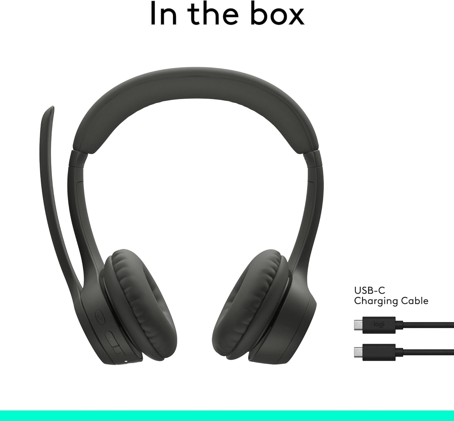 Logitech Zone 301 Wireless Bluetooth Headset with Noise-Canceling Microphone, Compatible with Windows, Mac, Chrome, Linux, iOS, iPadOS, Android – Graphite