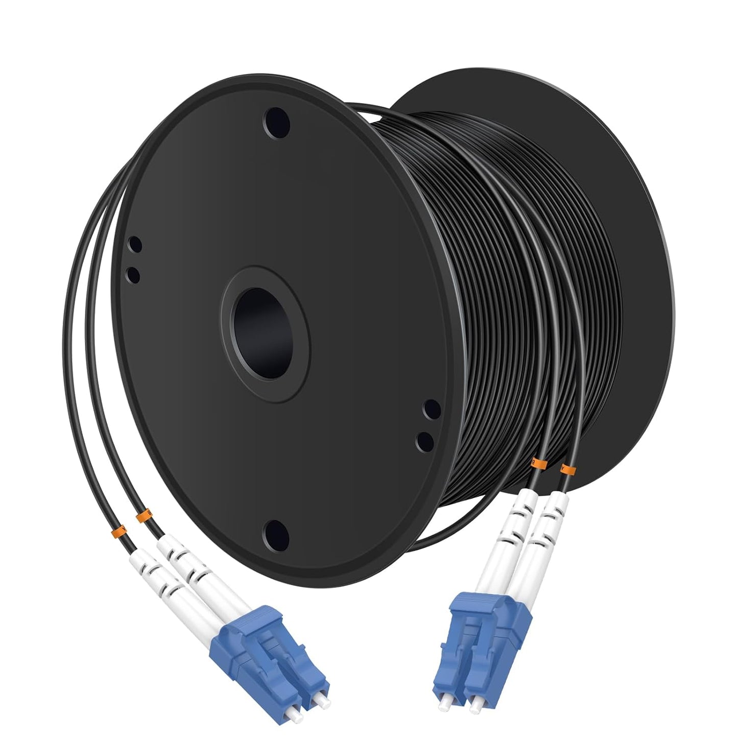 Buacoz 200 Meters LC to LC UPC Outdoor Armored Fiber Patch Cable, 9/125um Single Mode Duplex Fiber Optic Internet Cables, Jumper Optical Patch Cord, (200M/656ft), TPU Black