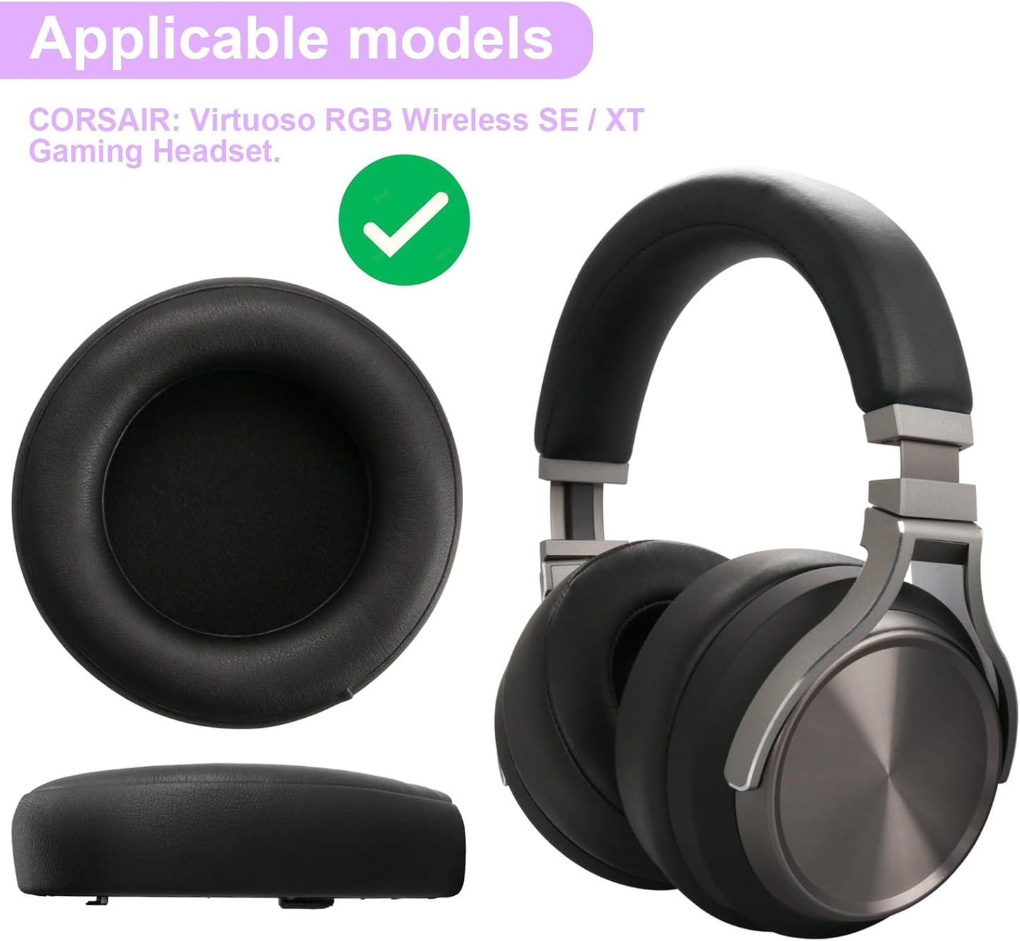 Sodorous Virtuoso RGB Ear Pads Replacement Compatible with Corsair Virtuoso RGB Wireless XT SE Gaming Headset, Protein Leather & Soft Memory Foam Ear Cups Cover