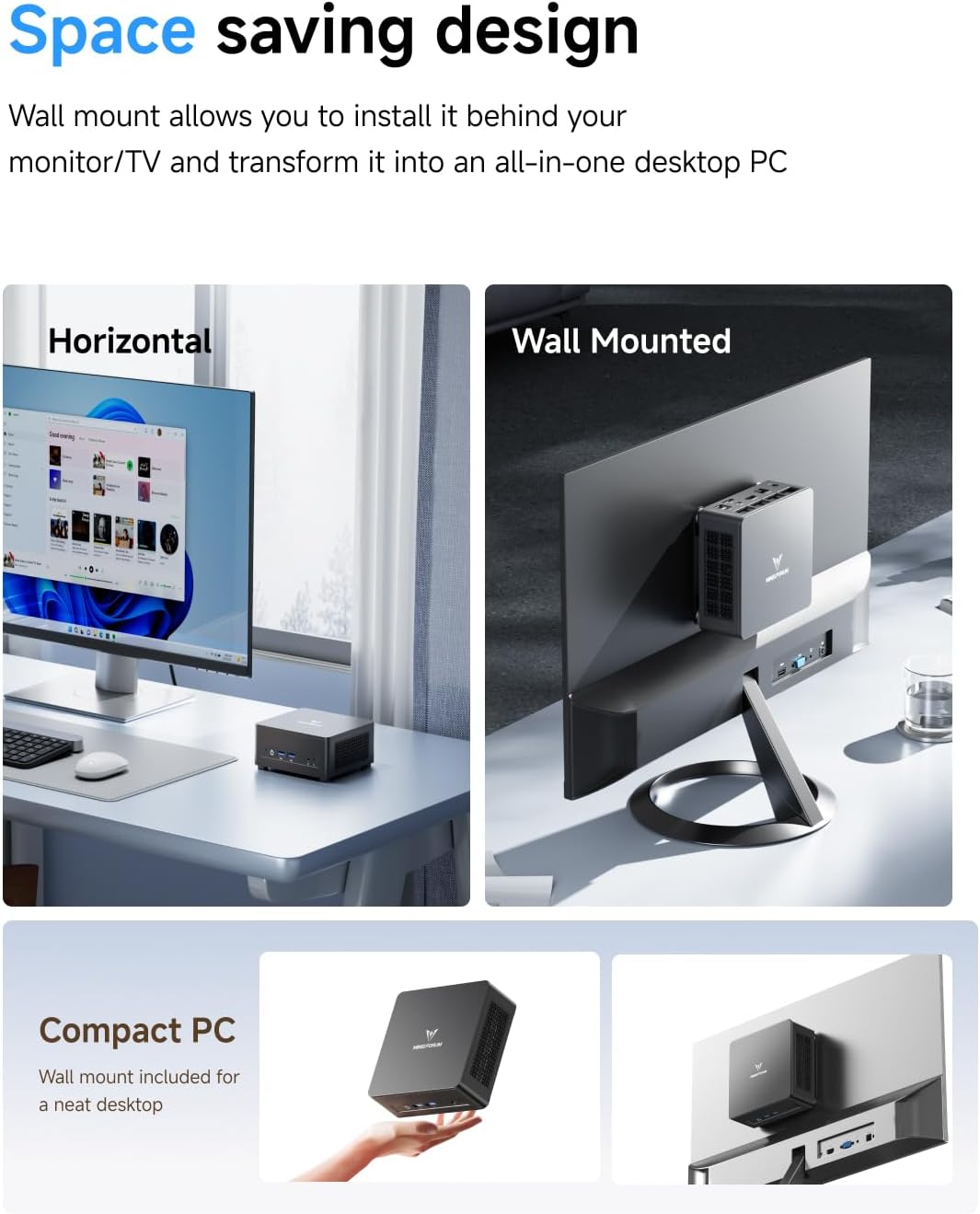 MINISFORUM UM760 Slim Mini PC AMD Ryzen 5 7640HS(6C/12T, up to 4.3GHz) 16GB RAM 1TB SSD Micro Computer, HDMI(4K), DP(4K),USB4(8K) Triple Video Output, AMD Radeon 760M Graphics 2.5G LAN Small PC