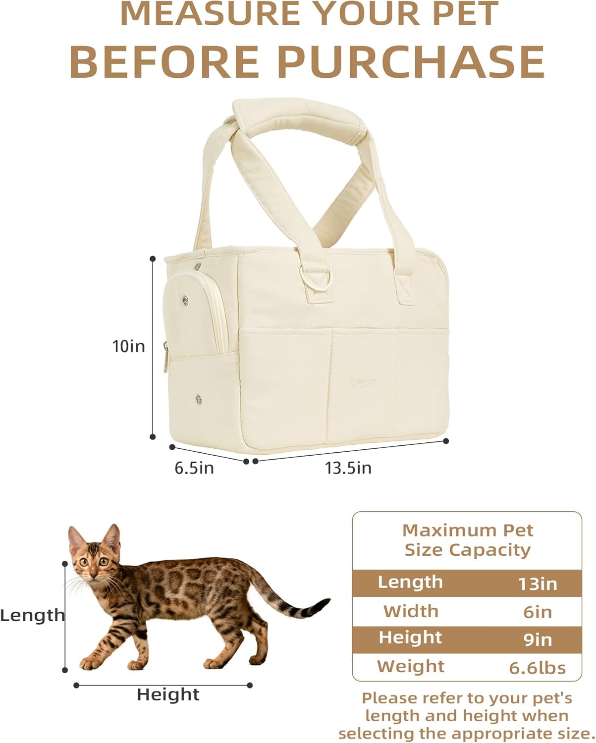 Dog Purse Carrier for Small Dogs Rabbit cat with Large Pockets, Cotton Bag, Dog Carrier Soft Sided, Collapsible Travel Puppy Carrier (Grey, 13.6" L x 6.5" W x 10" H)
