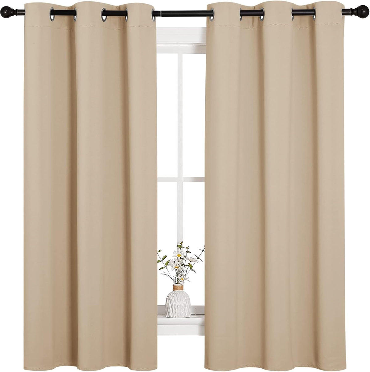 NICETOWN Blackout Curtains 2 Panels for Bedroom- Thermal Insulated Grommet Blackout Curtains 63 Inches Long for Living Room/Kitchen Rideaux occultants (2 Panels, W42 x L63 -Inch,Grey) - PuriLite