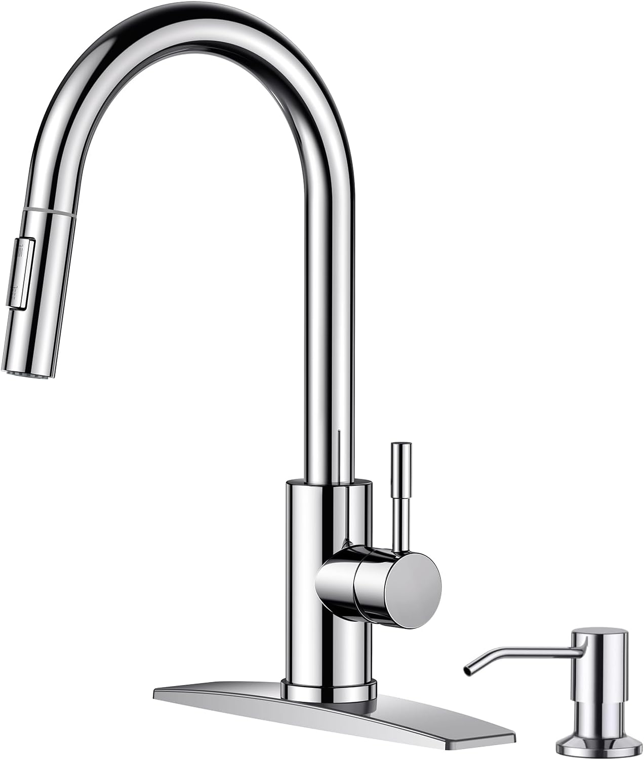FORIOUS Kitchen Faucet with Pull Down Sprayer, Stainless Steel Single Handle Classic Sink Faucet 1 Or 3 Hole, Dual Function Faucet for Farmhouse, Camper, Laundry, Rv, Bar, Mattle Black