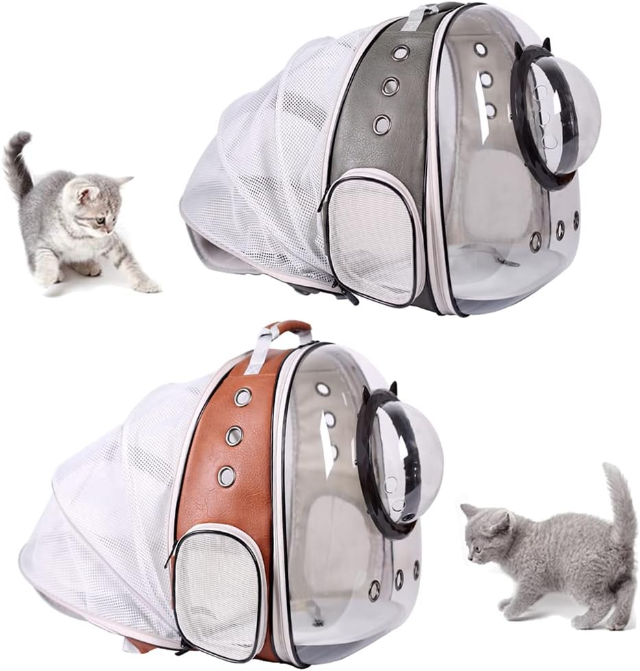LAIRIES Dual Expandable Cat Backpack Carrier Front & Back Extension Pet Backpack Carrier, Fit up to 20 lbs, Bubble Capsule Dog Backpack Travel, Hiking & Outdoor Backpack (CL-Star Blue, Dual Extension)