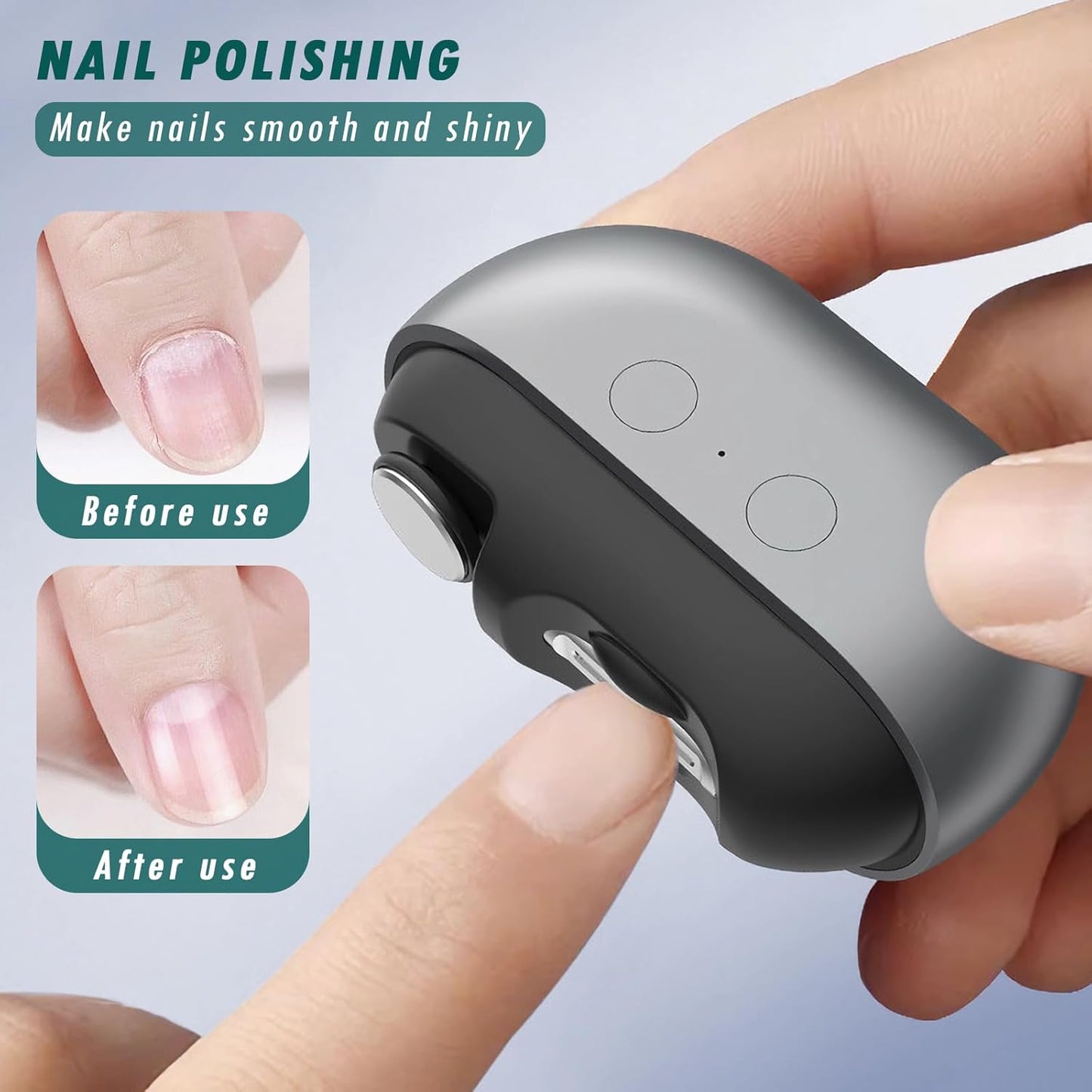 Aerbee 2 in 1 Electric Polishing Automatic Nail Clippers, Electric Nail Clipper USB Rechargeable Electric Nail File Kit with 2 Speeds Professional Manicure Pedicure Set with LED Light (Grey)