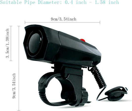 TT-life 120dB Loud Bike Horn, Cycling Bicycle Handlebar Ring Bell Horn with 2 Levels of dB Mode and 5 Different Sounds Black - PuriLite