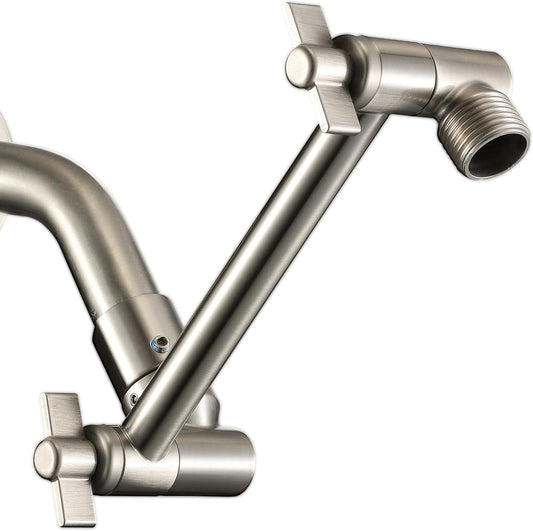 Shower Head Extension Arm, 6 Inch Adjustable Shower Arm Extender for Handheld/Fixed/Rain Shower Head, All Metal Showerhead Arm with G1/2 Universal Connector, Easy Installation, Brushed Nickel