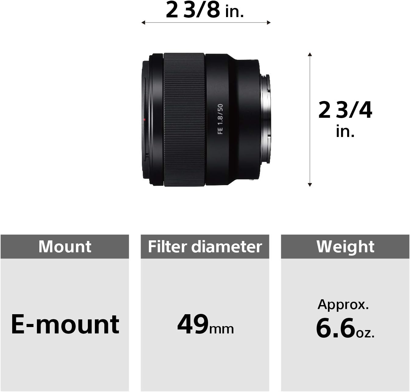 Sony Fe 50mm F1.8 Lens (SEL50F18F/2), Black