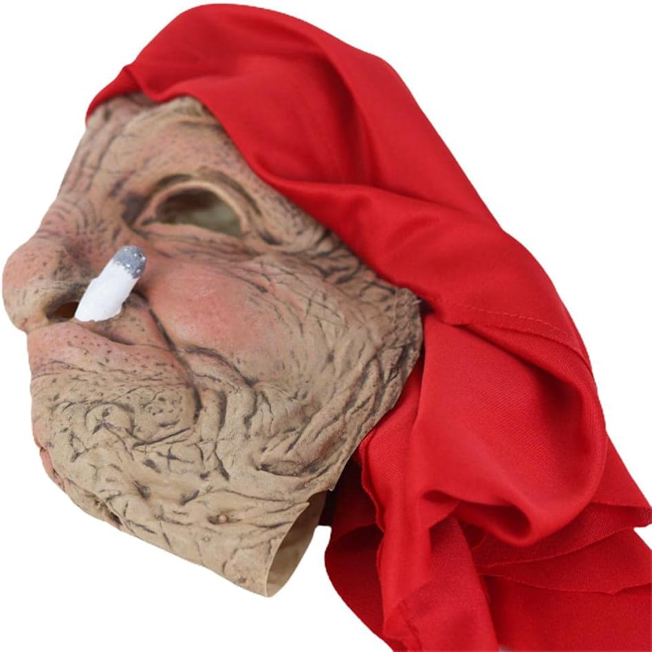 Old Woman Mask, Halloween Horror Headgear Old Lady Face Cover Latex Head Wear for Halloween Party Cosplay Props