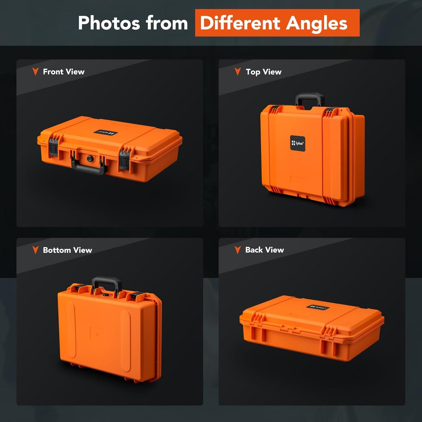 Lykus HC-4410 Waterproof Hard Case with Customizable Foam Insert, Interior Size 17.32x11.42x4.72 in, Suitable for up to 16" Laptop,Starlink Mini,Keyboard,Drill,Audio Mixer,mic,Flashlight,and More