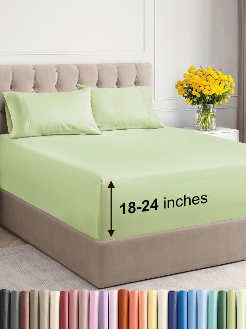 Extra Deep Queen Sheet Set - 6 Piece Breathable & Cooling Sheets - Hotel Luxury Bed Sheets Set - Easy & Secure Fit - Soft, Wrinkle Free & Comfy Sheets Set - White Sheet Set w/Extra Deep Pockets