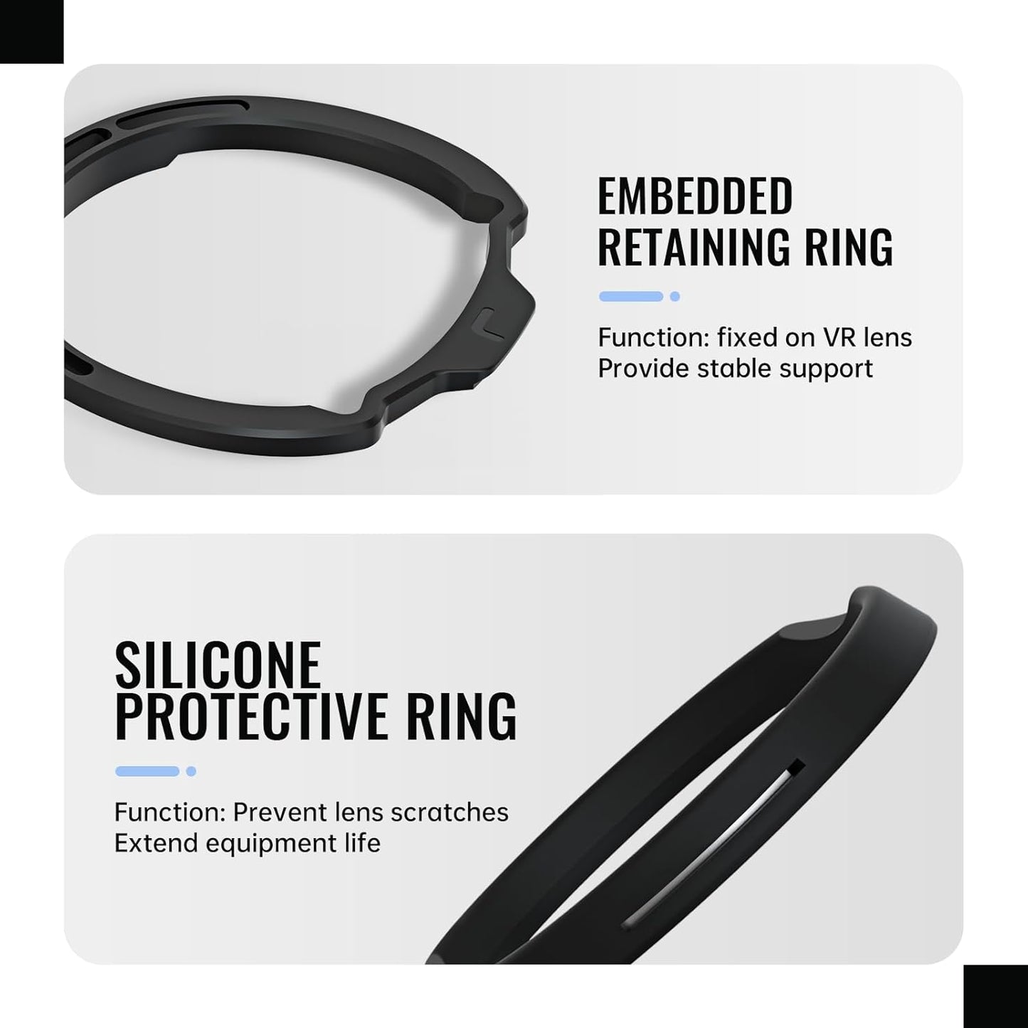 Hibloks Glasses Spacer for Meta/Oculus Quest 3, Prevent Myopia Glasses and VR Lenses from Scratching Each Other. VR Lens Protection Accessories with Magnetic Frame and Silicone Anti-Scratch Ring