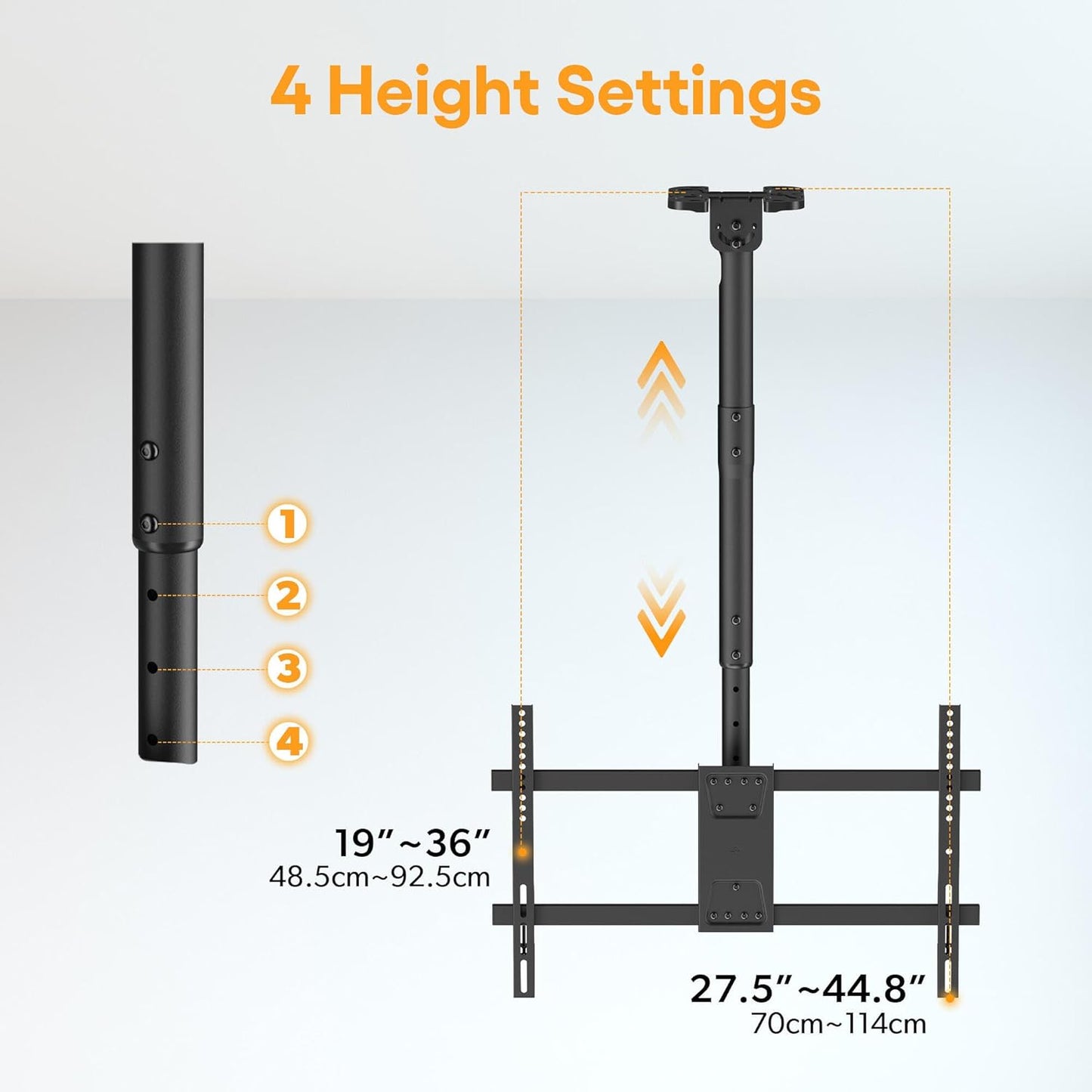 PrimeCables Ceiling TV Mount, Full Motion Hanging TV Mount Bracket for Most 43-86 Inch LED, LCD, OLED Curved/Flat Screen TVs up to VESA 600x400mm and 132 Lbs