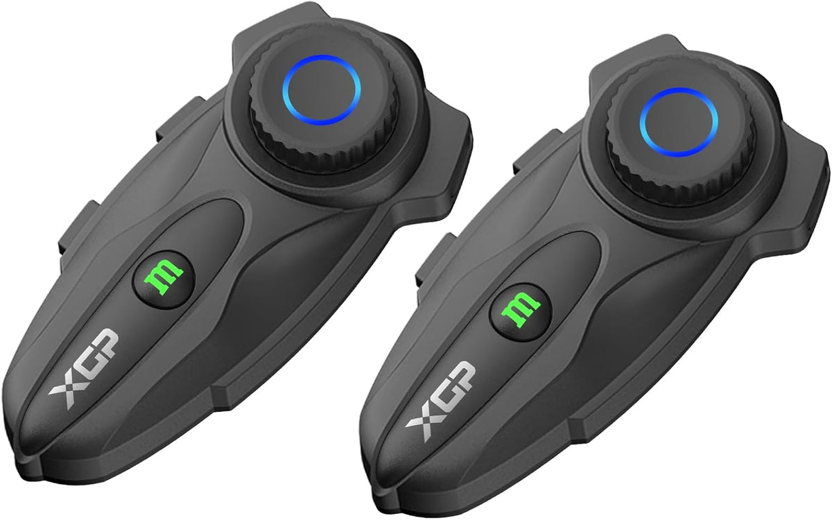 XGP X10 Mesh Motorcycle Bluetooth Headset – 10 Riders Group Intercom 3000m Range, Bluetooth 5.3 Helmet Communication System with Audio Multitasking, Music Sharing & IP67 Waterproof (2 Pack) - PuriLite