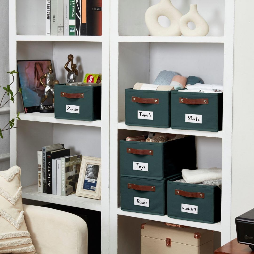 DECOMOMO Cube Storage Bin, Storage Cubes with Labels, Baskets for Shelves Kallax Linen Closet Organizers (Cube 10.5x11"/ 6pcs, Black)