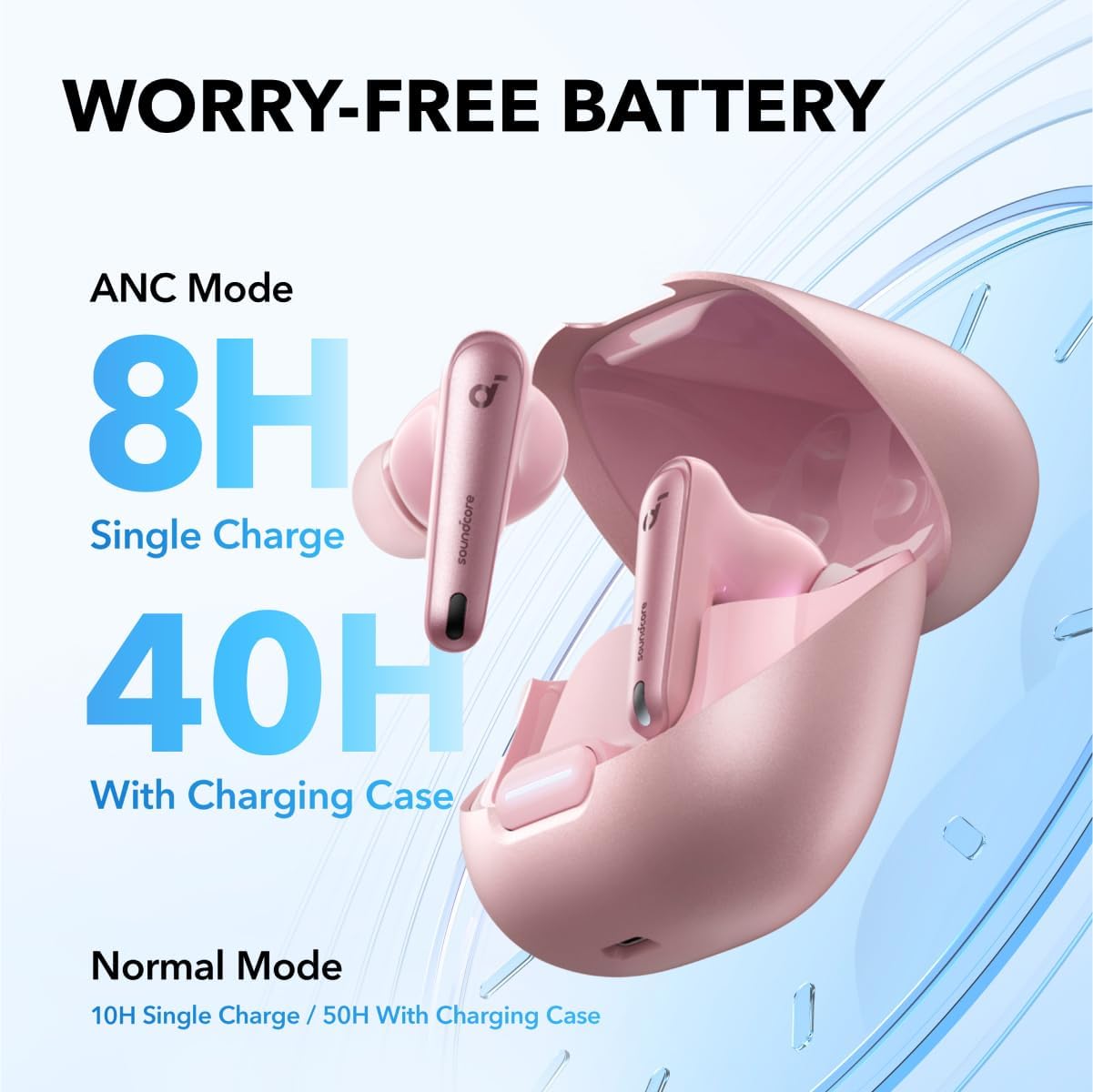 soundcore by Anker Liberty 4 NC Wireless Noise Cancelling Earbuds, 98.5% Noise Reduction, Adaptive Noise Cancelling to Ears and Environment, Hi-Res Sound, 50H Battery, Wireless Charging, Bluetooth 5.3