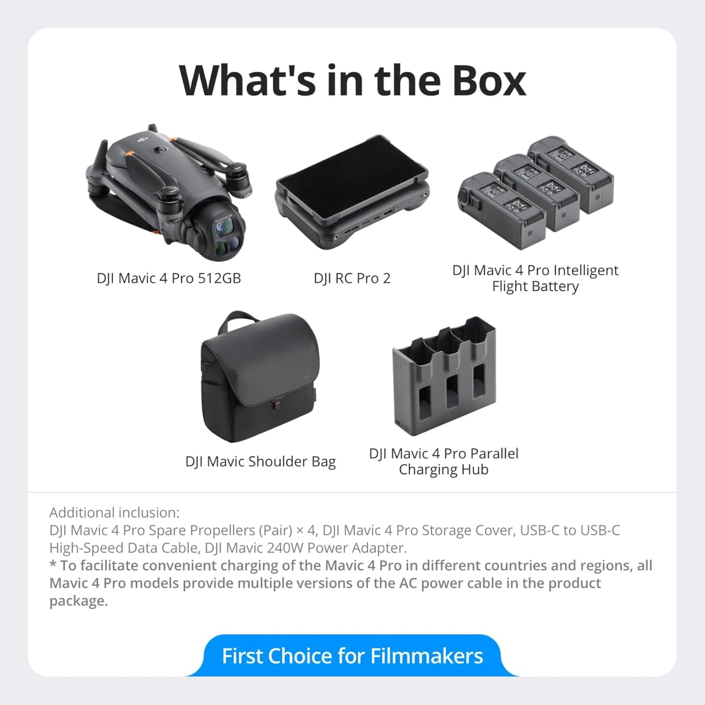 DJI Mavic 4 Pro with DJI RC 2, Flagship Tri-Camera Drone with 100MP 4/3 CMOS Hasselblad Camera, Drone for Professionals, 30km Video Transmission, 51-Min Max Flight Time