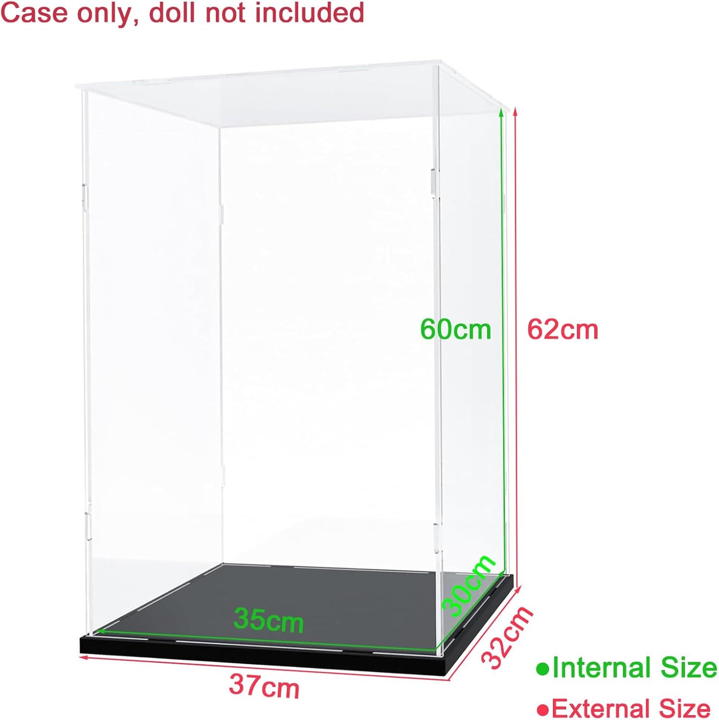 Thickened Clear Acrylic Display Case for Lego 10330 43268 76450 42170 10295 10353 Collectibles, Transparent Box Dustproof Protection with Wood-Plastic Base & String Light, Black Inside 40x20x20cm