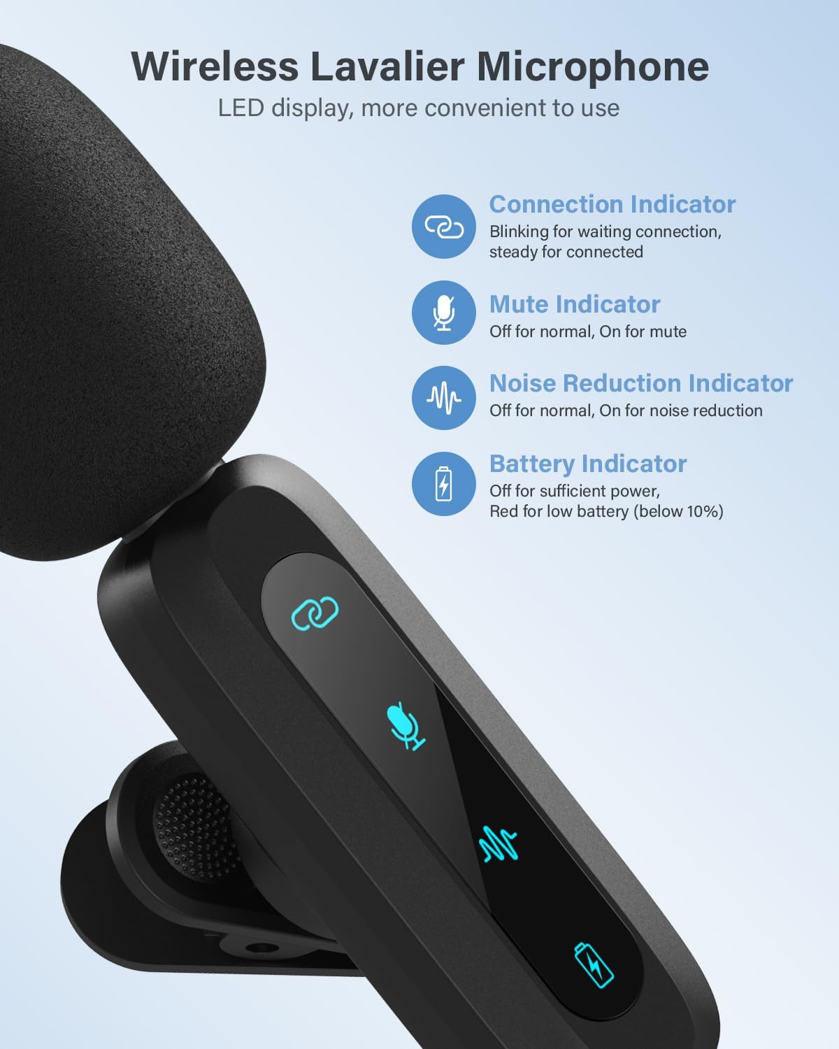 Wireless Lavalier Microphone for iPhone, iPad, Android Phone,2-Pack Mini Microphone with Noise Reduction, Auto Pairing and Mute & Reverb for Vlogging, Video Recording, TikTok, YouTube - Plug & Play