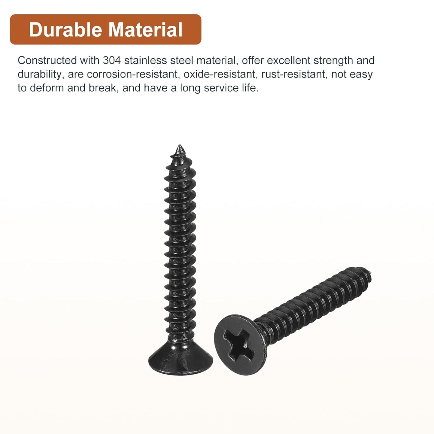 DTGN 100Pcs #6x1/2 Flat Head Wood Screws, 304 Stainless Steel Phillips Self Tapping Screws - Good for Woodworking, Furniture - Silver
