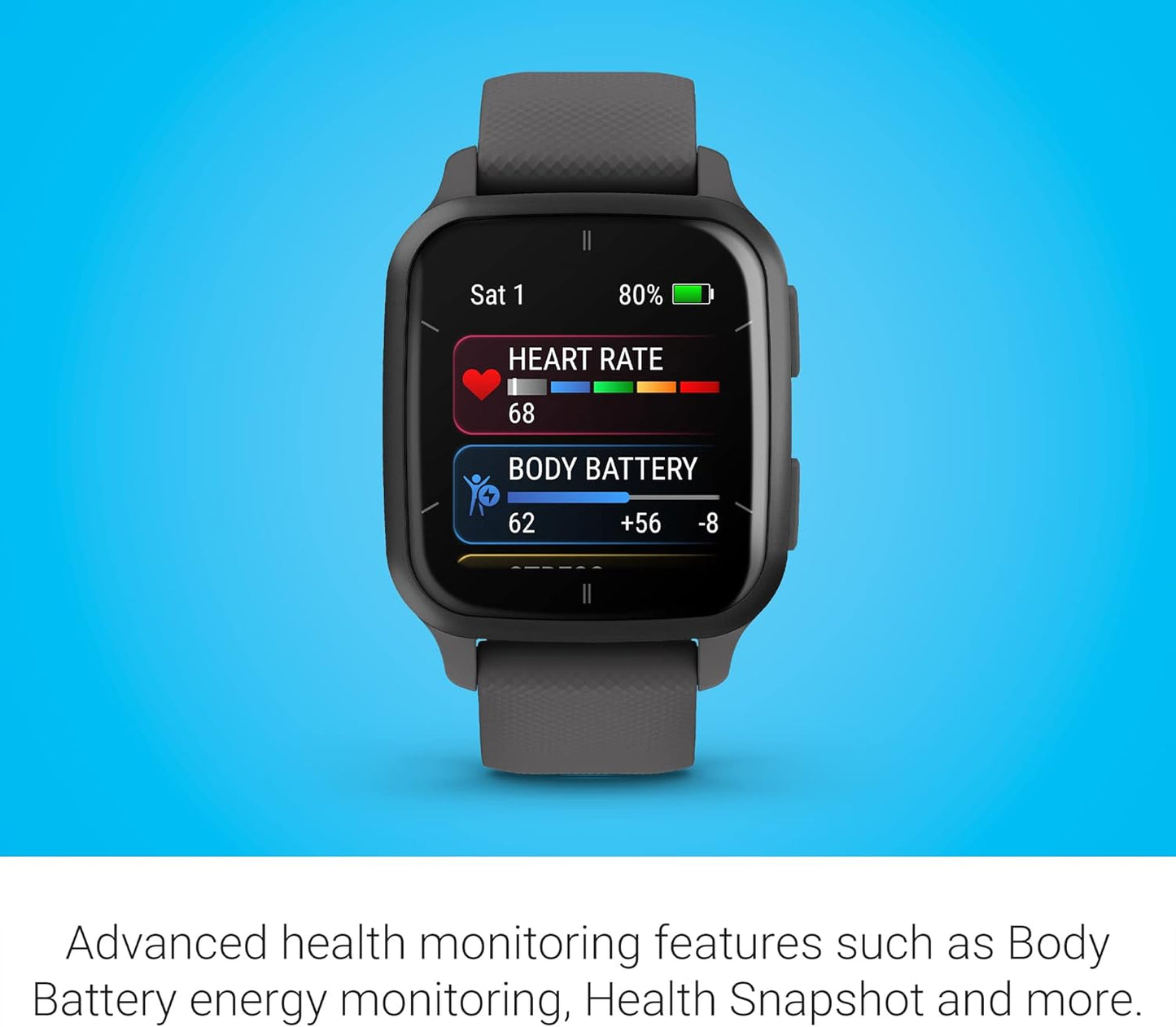 Garmin Venu® Sq 2 GPS Smartwatch, All-Day Health Monitoring, Long-Lasting Battery Life, AMOLED Display, Slate and Shadow Gray